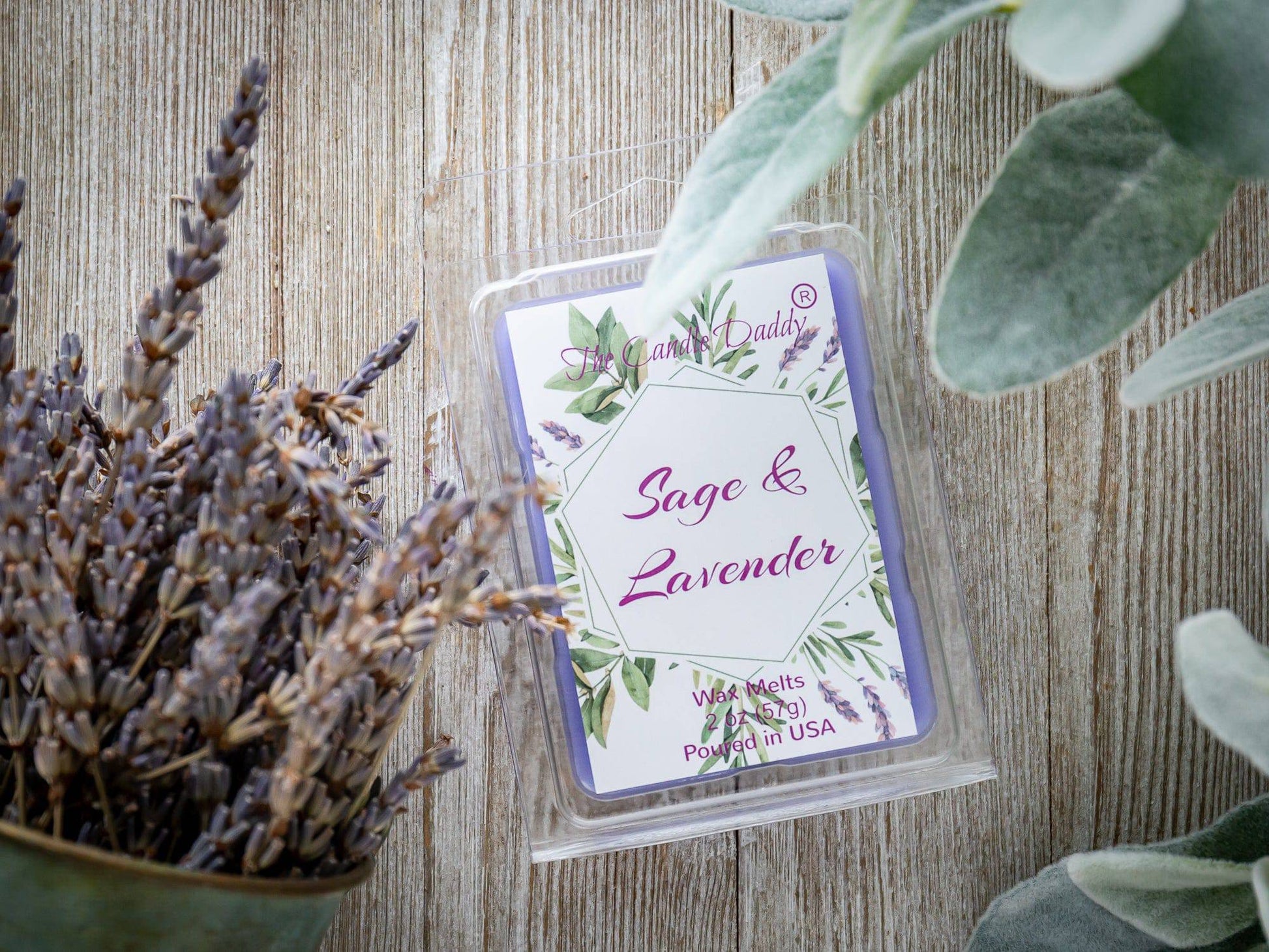 Sage and Lavender - Relaxing Sage and Lavender Scented Melt- Maximum Scent Wax Cubes/Melts- 1 Pack -2 Ounces- 6 Cubes - The Candle Daddy