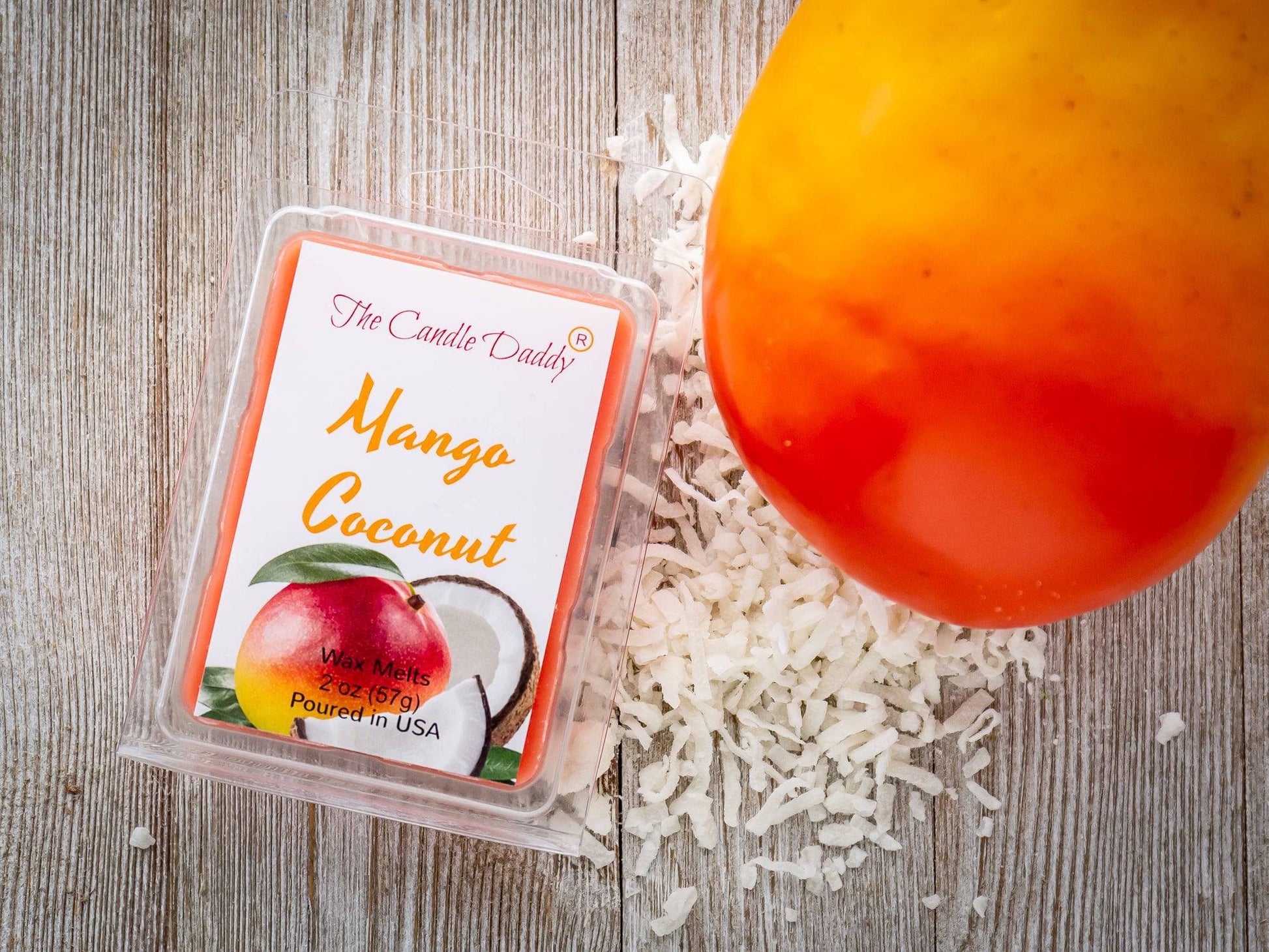 Mango Coconut - Tropical Mango & Coconut Scented Melt- Maximum Scent Wax Cubes/Melts- 1 Pack -2 Ounces- 6 Cubes - The Candle Daddy