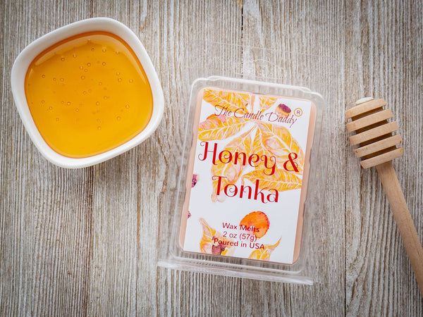 FREE SHIPPING - Honey & Tonka - Spiced Honey and Tonka Scented Melt- Maximum Scent Wax Cubes/Melts- 1 Pack -2 Ounces- 6 Cubes