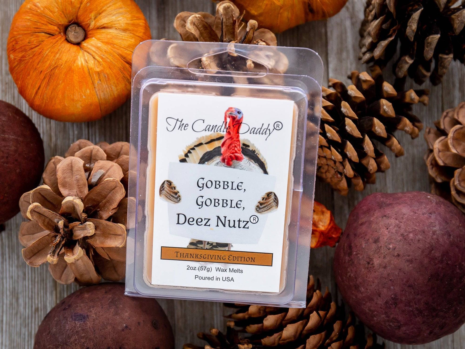 Gobble, Gobble Deez Nutz - Thanksgiving Edition - Banana Nut Bread Scented Melt - Maximum Scent Wax Cubes/Melts - 1 Pack - 2 Ounces - 6 Cubes - The Candle Daddy