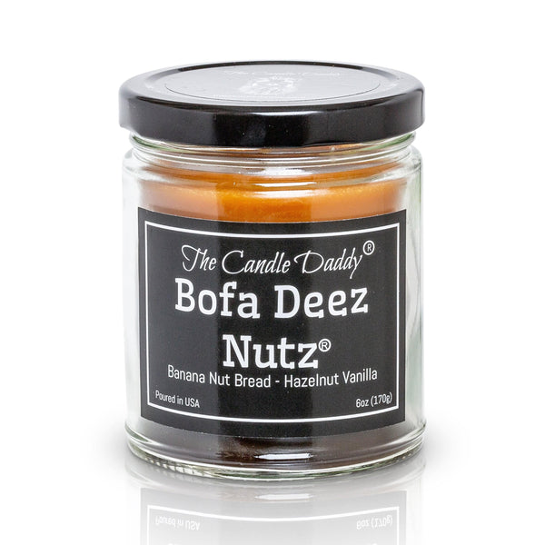 Bofa Deez Nutz  Funny Jar Candle- 6 Ounce - 40 Hour Burn- Banana Nut Bread & Hazelnut.