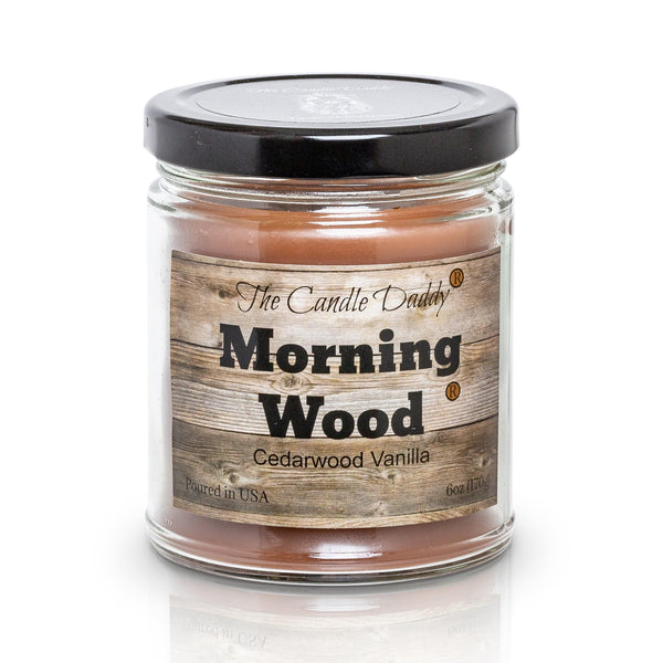 Morning Wood Candle - Heavy Wood Scent- Cedarwood Vanilla Scent 6 Ounce - 40 Hour Burn.