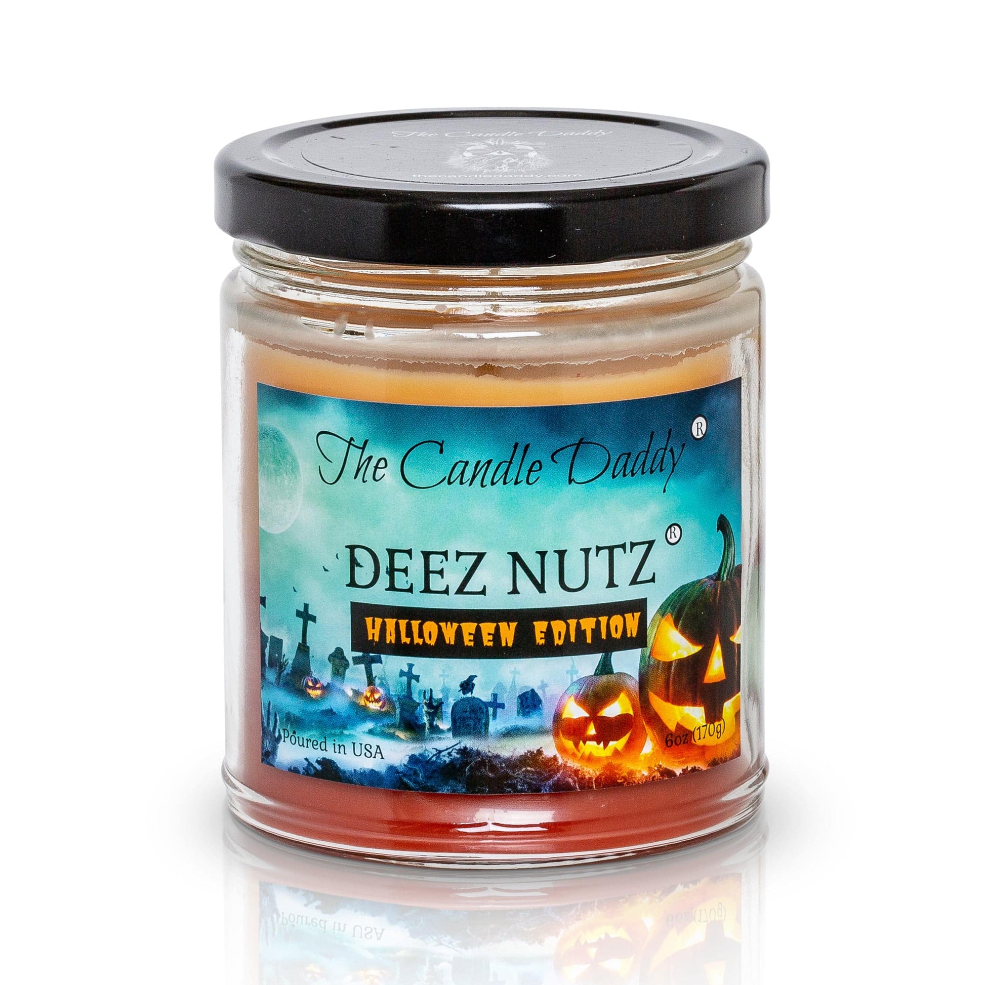 Deez Nutz - Halloween Edition - Banana Nut Bread Scented 6 Ounce Jar Double Pour Candle- 40 Hour Burn Time - The Candle Daddy