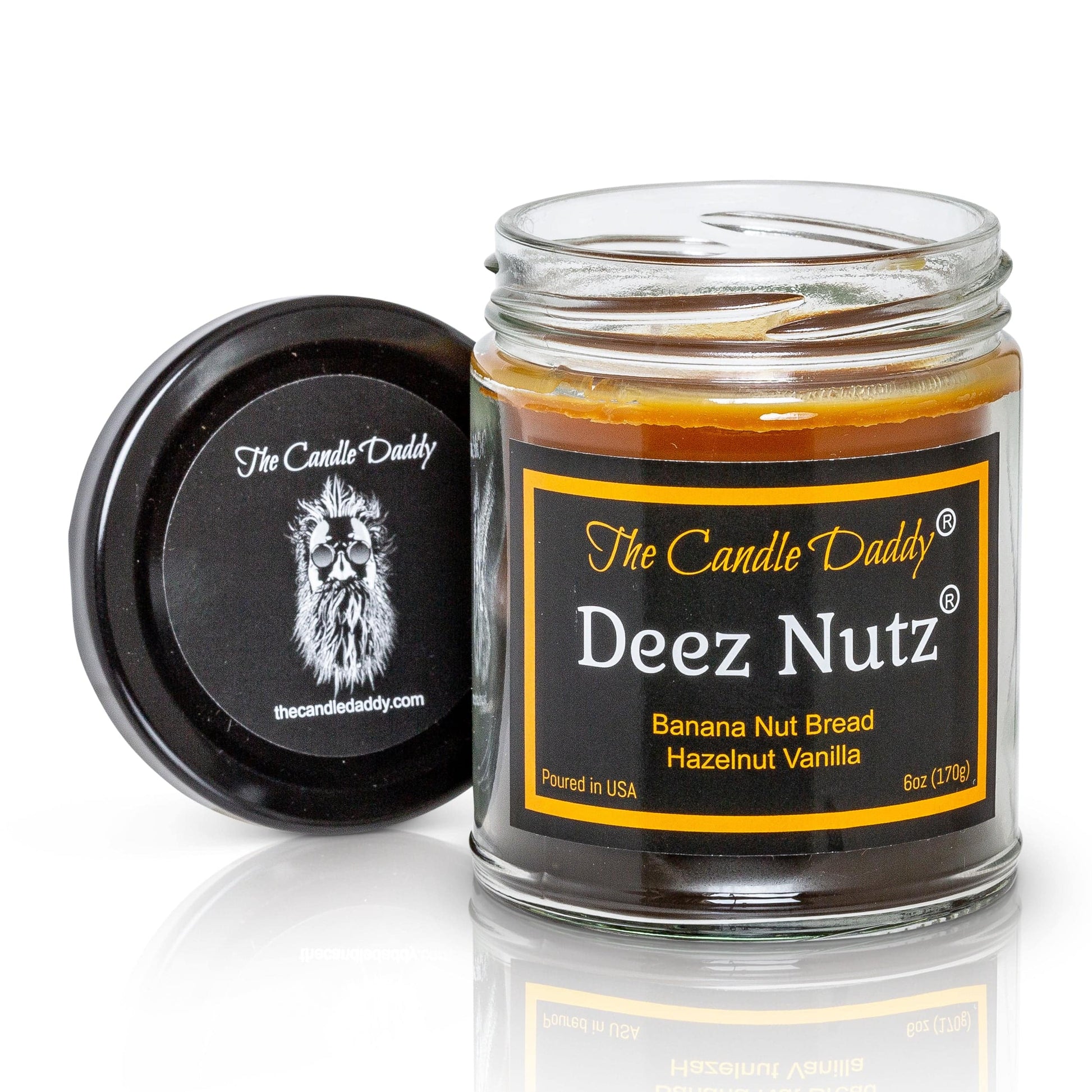 Deez Nutz Double Pour Jar Candle - 6 Ounce - 40 Hour Burn- Banana Nut Bread & Hazelnut Vanilla.