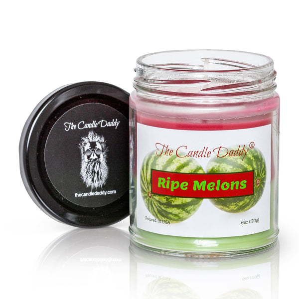 FREE SHIPPING - Ripe Melons -  Juicy Watermelon Scented 6 Oz Jar Candle - 40 Hour Burn Time