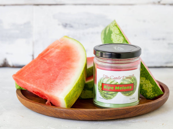 FREE SHIPPING - Ripe Melons -  Juicy Watermelon Scented 6 Oz Jar Candle - 40 Hour Burn Time