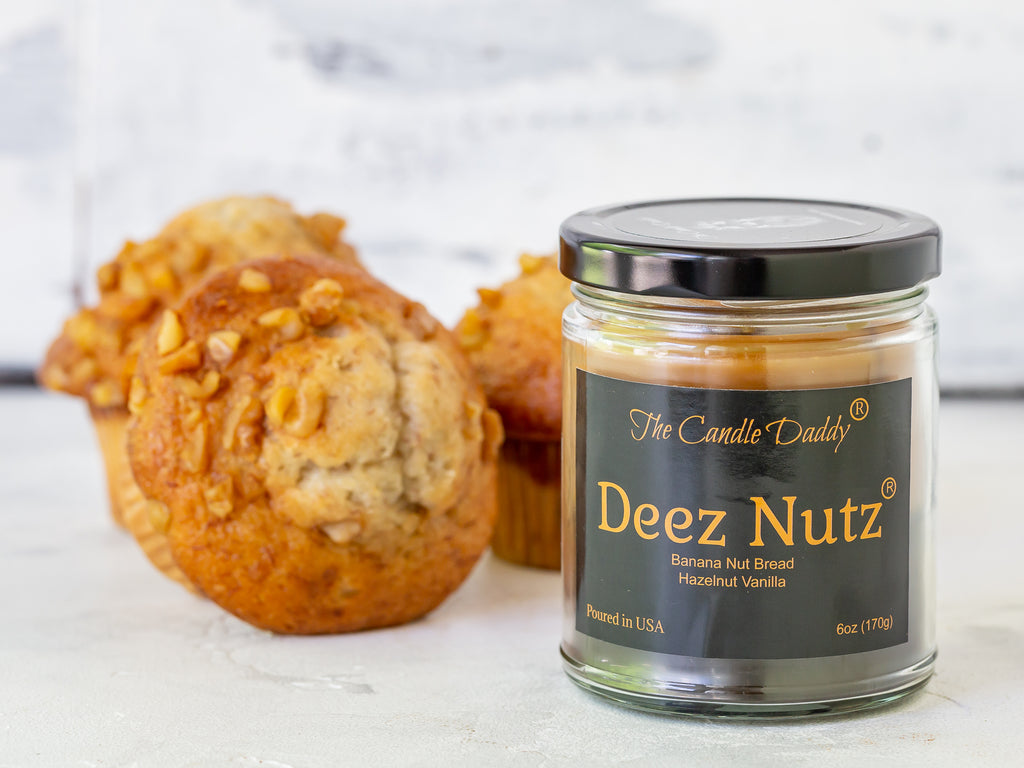 Deez Nutz- Black Label- Banana Nut Bread- Hazelnut Vanilla- The Candle Daddy- Hand poured in Indiana.
