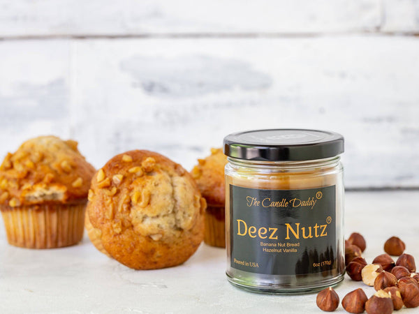 Deez Nutz- Black Label- Banana Nut Bread- Hazelnut Vanilla- The Candle Daddy- Hand poured in Indiana.