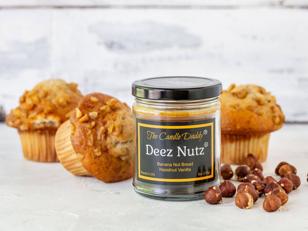 Deez Nutz Double Pour Jar Candle - 6 Ounce - 40 Hour Burn- Banana Nut Bread & Hazelnut Vanilla.