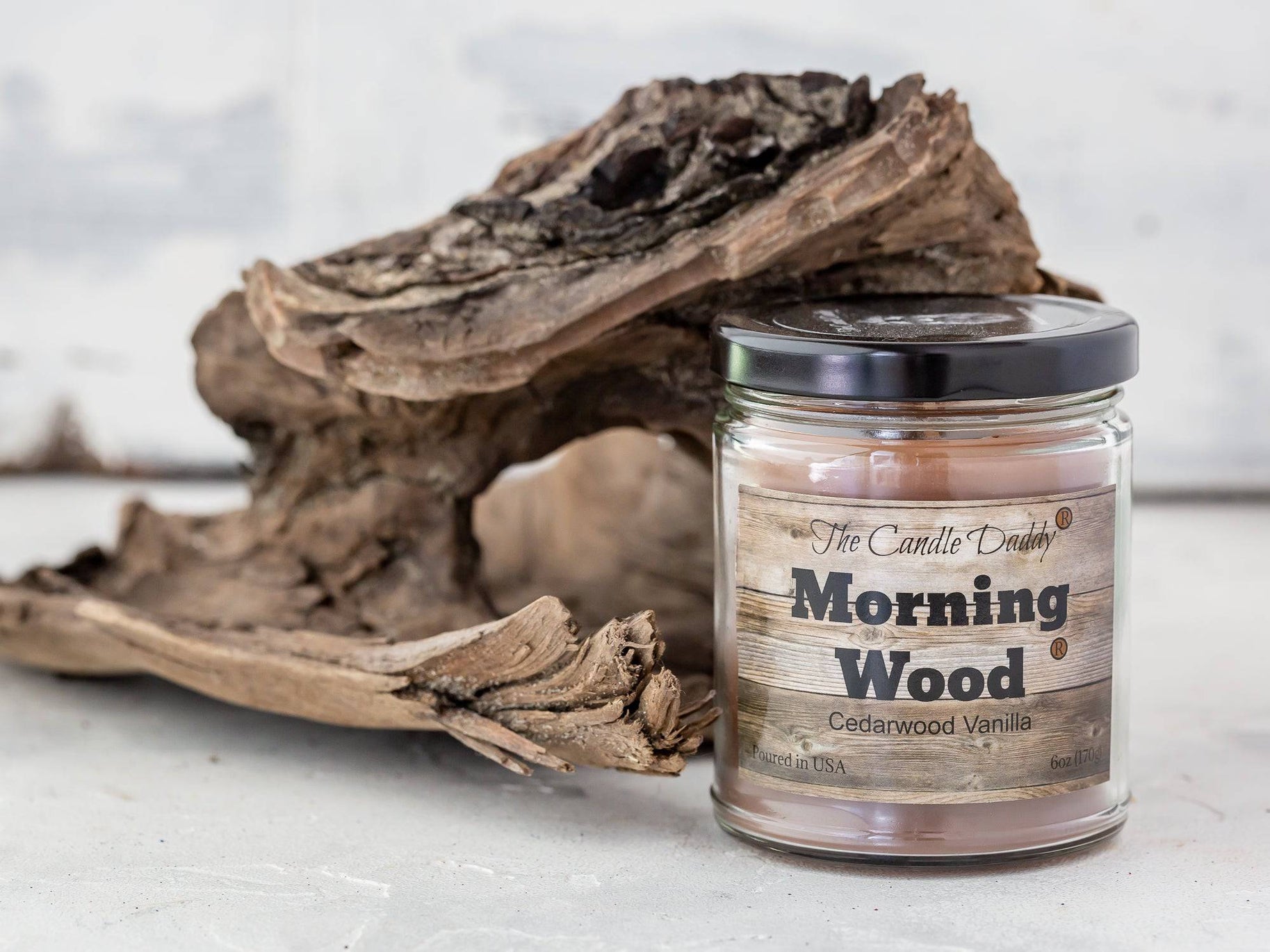 Morning Wood Candle - Heavy Wood Scent- Cedarwood Vanilla Scent 6 Ounce - 40 Hour Burn.