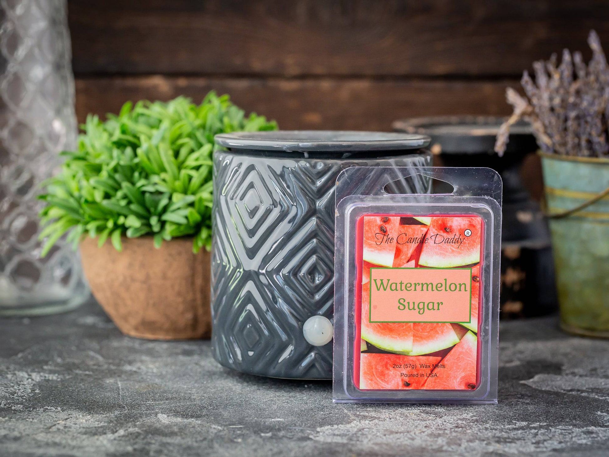 Watermelon Sugar - Juicy Watermelon Scented Melt- Maximum Scent Wax Cubes/Melts- 1 Pack -2 Ounces- 6 Cubes - The Candle Daddy
