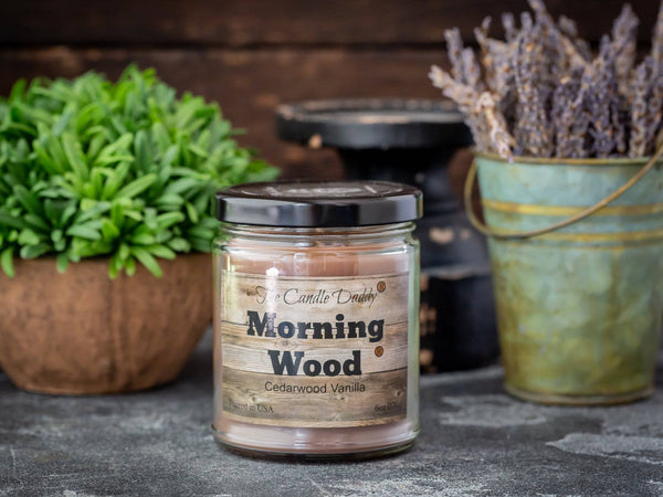 Morning Wood Candle - Heavy Wood Scent- Cedarwood Vanilla Scent 6 Ounce - 40 Hour Burn.