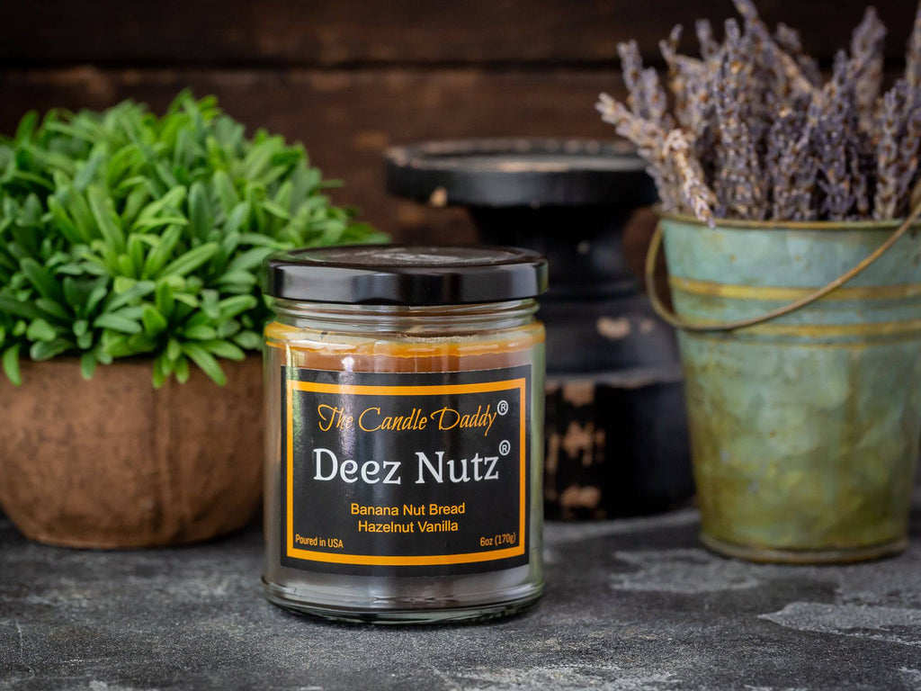 Deez Nutz Double Pour Jar Candle - 6 Ounce - 40 Hour Burn- Banana Nut Bread & Hazelnut Vanilla.