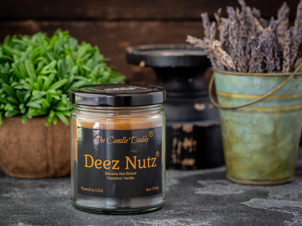 Deez Nutz- Black Label- Banana Nut Bread- Hazelnut Vanilla- The Candle Daddy- Hand poured in Indiana.