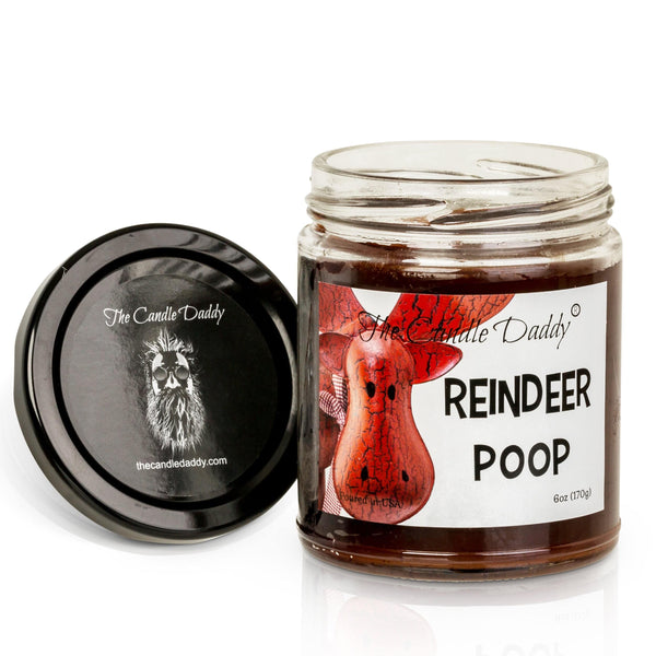 Reindeer Poop Holiday Candle - Funny Coffee Scented Candle - Funny Holiday Candle for Christmas, New Years - Long Burn Time, Holiday Fragrance, Hand Poured in USA - 6oz - The Candle Daddy
