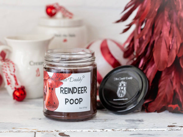 Reindeer Poop Holiday Candle - Funny Coffee Scented Candle - Funny Holiday Candle for Christmas, New Years - Long Burn Time, Holiday Fragrance, Hand Poured in USA - 6oz - The Candle Daddy