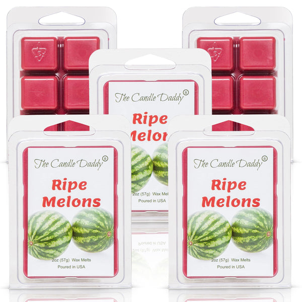 5 Pack - Ripe Melons - Juicy Watermelon Scented Melt - Maximum Scent Wax Cubes/Melts - 2 Ounces x 5 Packs = 10 Ounces - The Candle Daddy