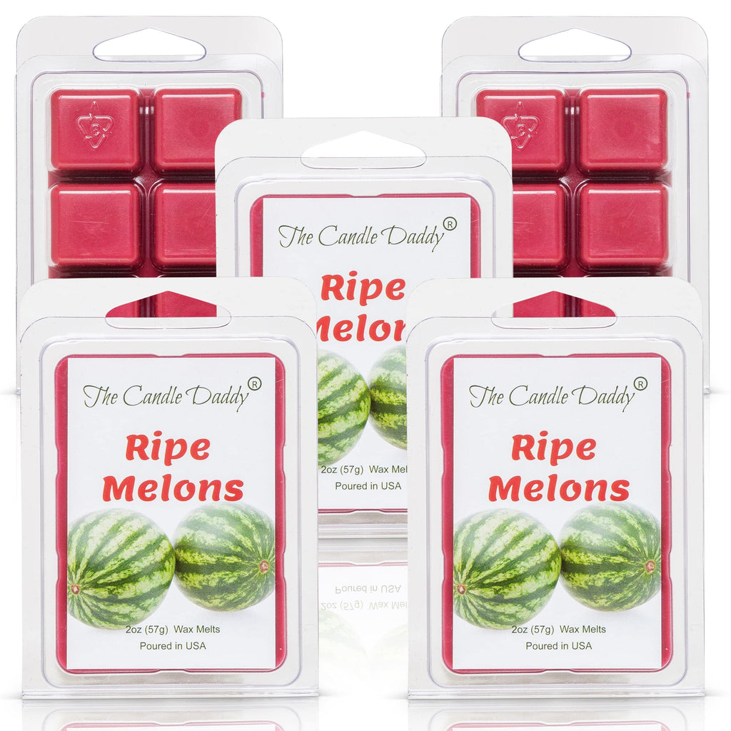5 Pack - Ripe Melons - Juicy Watermelon Scented Melt - Maximum Scent Wax Cubes/Melts - 2 Ounces x 5 Packs = 10 Ounces - The Candle Daddy