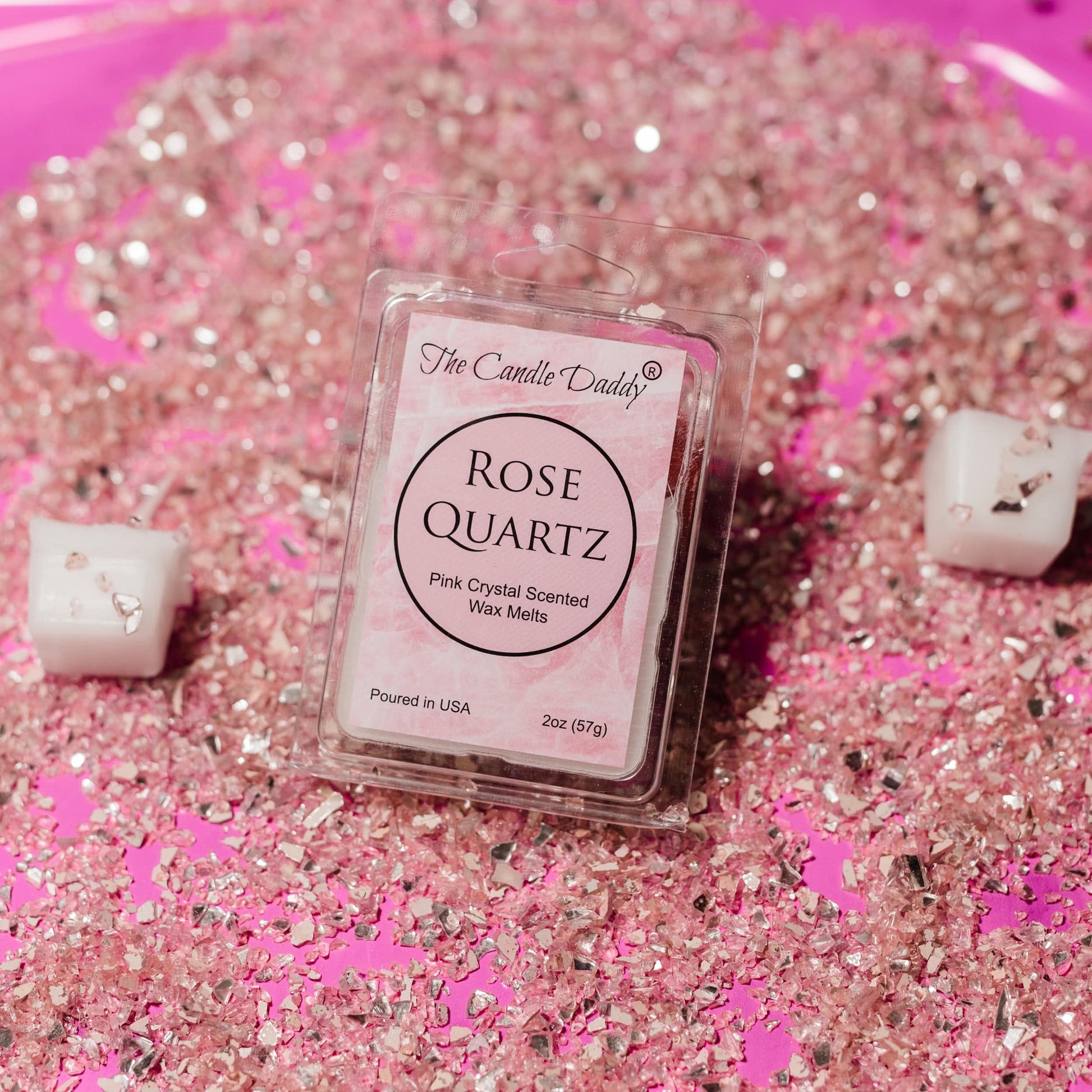 Rose Quartz - Pink Crystal Scented Wax Melt - 1 Pack - 2 Ounces - 6 Cubes - The Candle Daddy