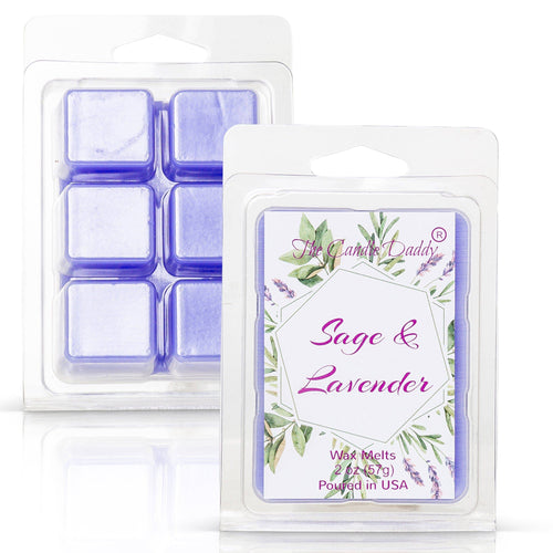 Sage and Lavender - Relaxing Sage and Lavender Scented Melt- Maximum Scent Wax Cubes/Melts- 1 Pack -2 Ounces- 6 Cubes - Blowout