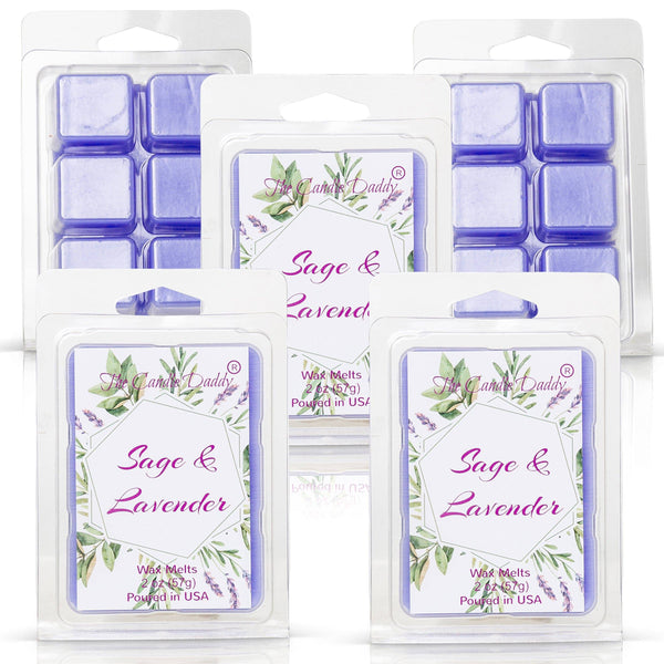 FREE SHIPPING - Sage and Lavender - Relaxing Sage and Lavender Scented Melt- Maximum Scent Wax Cubes/Melts- 1 Pack -2 Ounces- 6 Cubes