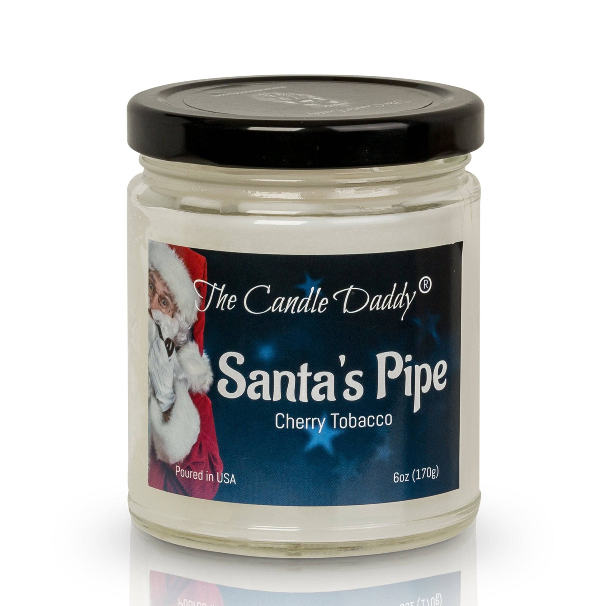 Santas Pipe Holiday Candle - Funny Cherry Tobacco Scented Candle - Funny Holiday Candle for Christmas, New Years - Long Burn Time, Holiday Fragrance, Hand Poured in USA - 6oz - The Candle Daddy