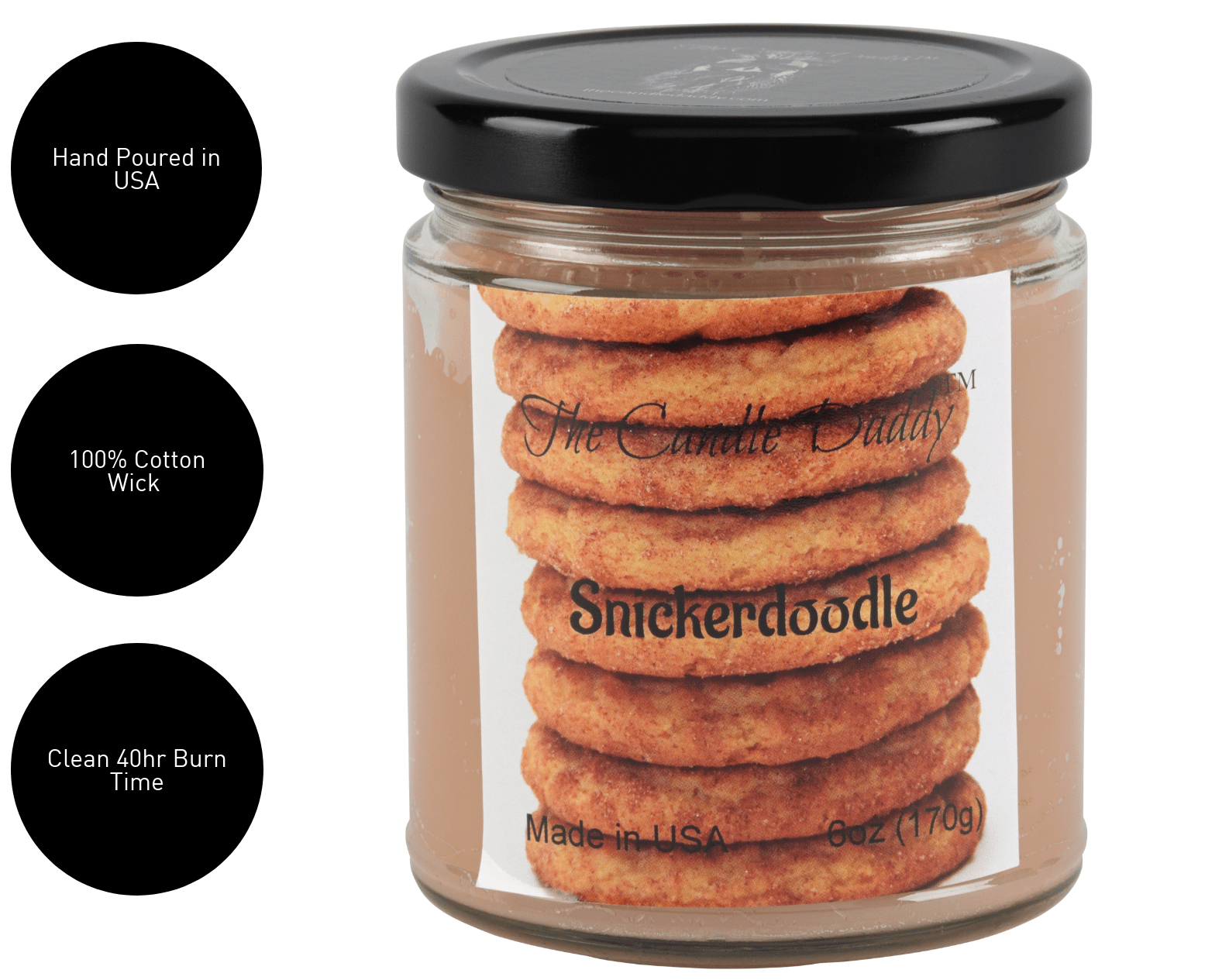 Snickerdoodle - Cookie Scented 6oz Candle - The Candle Daddy - Poured in USA - The Candle Daddy