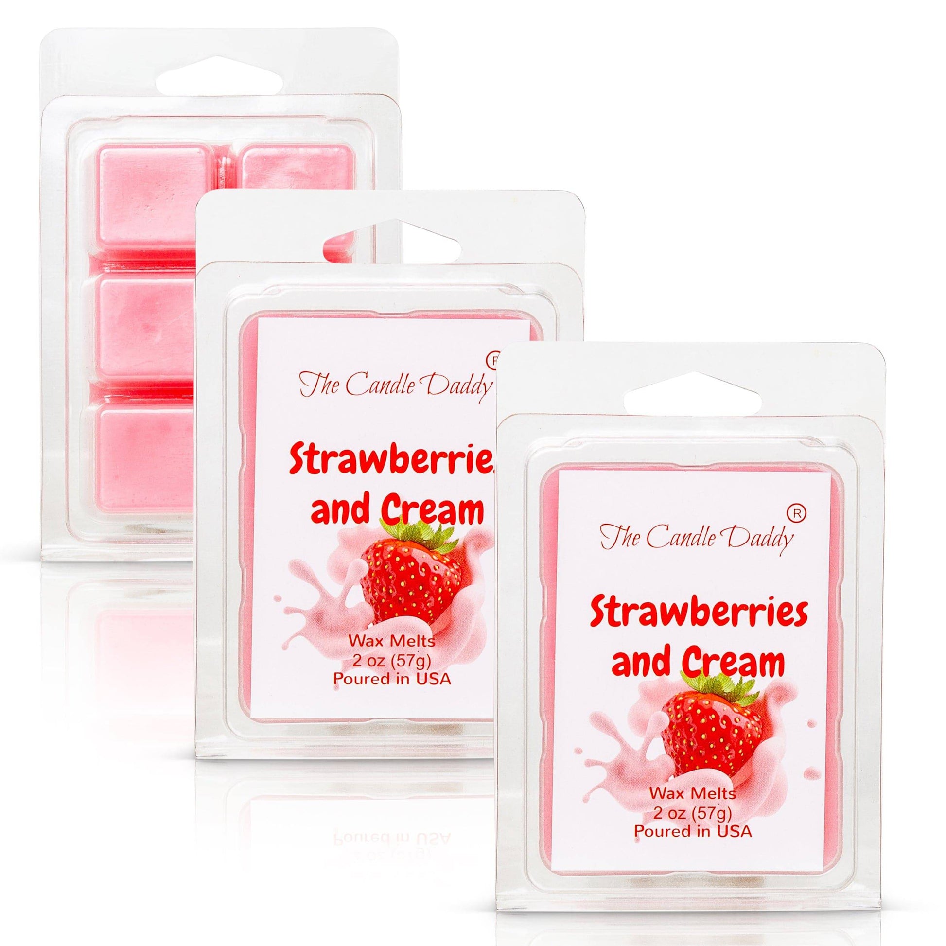 Strawberries & Cream - Sweet Strawberry with Cream Scented Melt- Maximum Scent Wax Cubes/Melts- 1 Pack -2 Ounces- 6 Cubes - The Candle Daddy