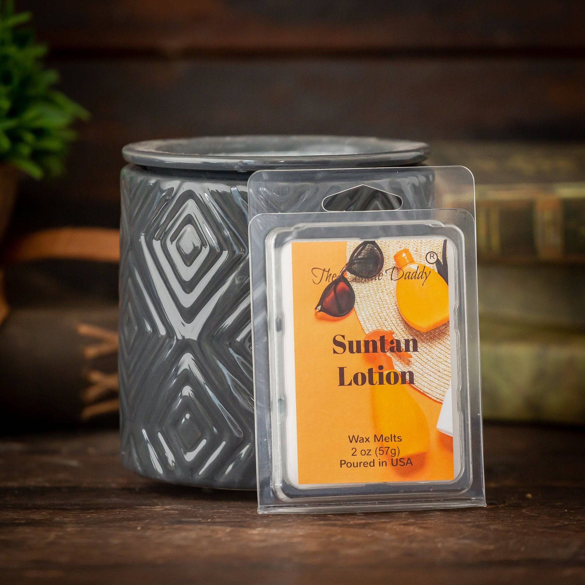 5 Pack - Suntan Lotion -  Tropical Sun Tan Lotion Scented Melt- Maximum Scent Wax Cubes/Melts - 2 Ounces x 5 Packs = 10 Ounces - The Candle Daddy