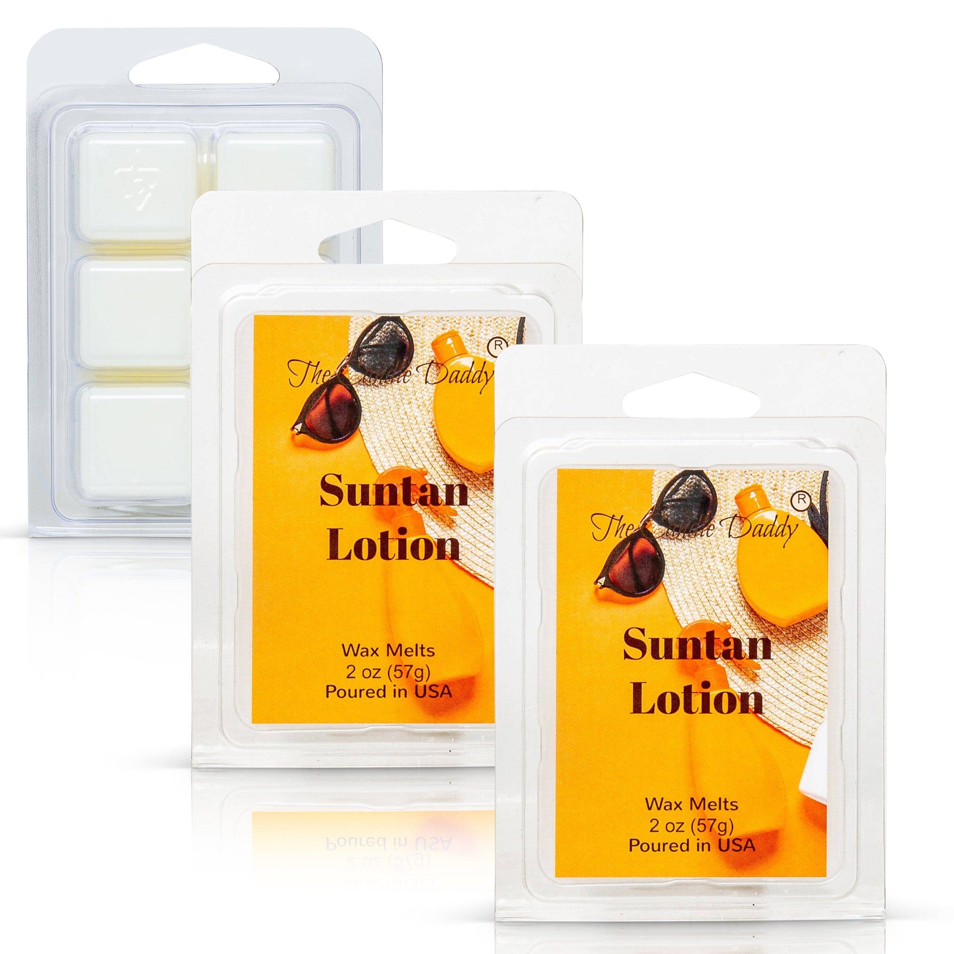 Suntan Lotion -  Tropical Sun Tan Lotion Scented Melt- Maximum Scent Wax Cubes/Melts- 1 Pack -2 Ounces- 6 Cubes - The Candle Daddy