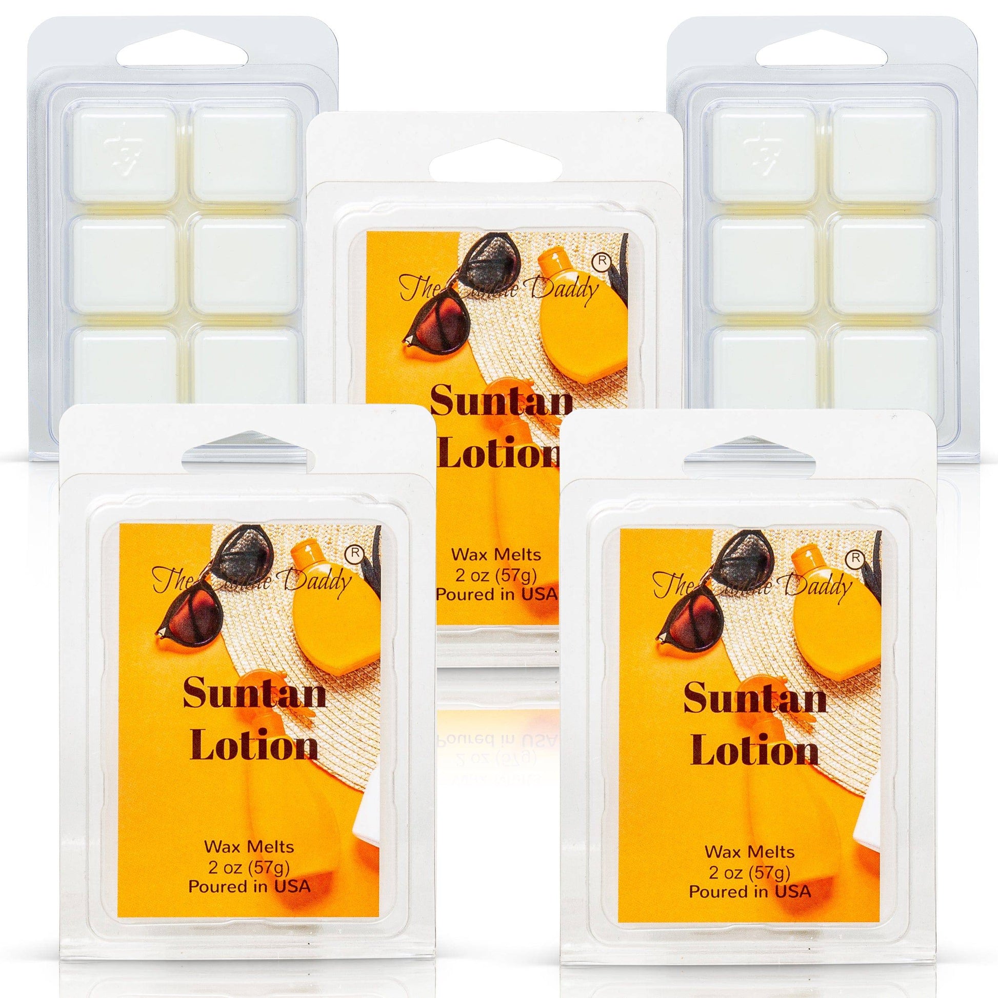 Suntan Lotion -  Tropical Sun Tan Lotion Scented Melt- Maximum Scent Wax Cubes/Melts- 1 Pack -2 Ounces- 6 Cubes - The Candle Daddy