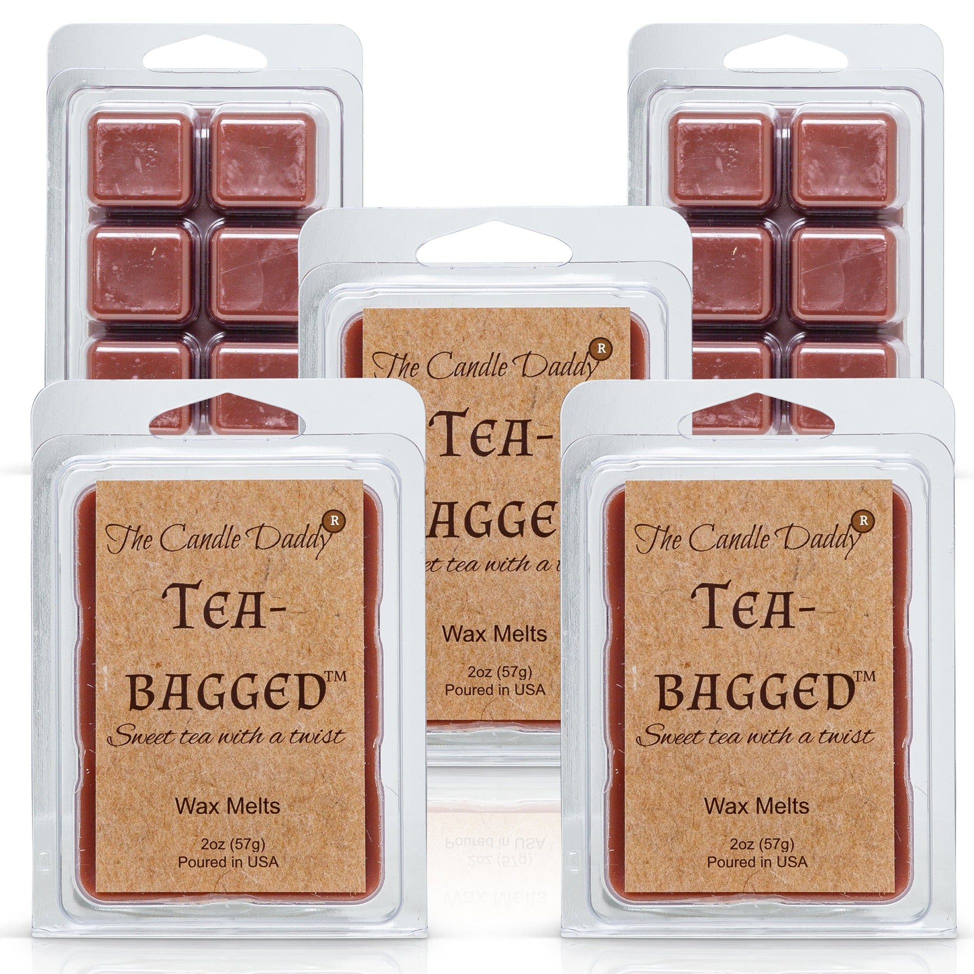 Tea-Bagged - Sweet Tea With A Twist Scented Melt- Maximum Scent Wax Cubes/Melts- 1 Pack -2 Ounces- 6 Cubes - The Candle Daddy