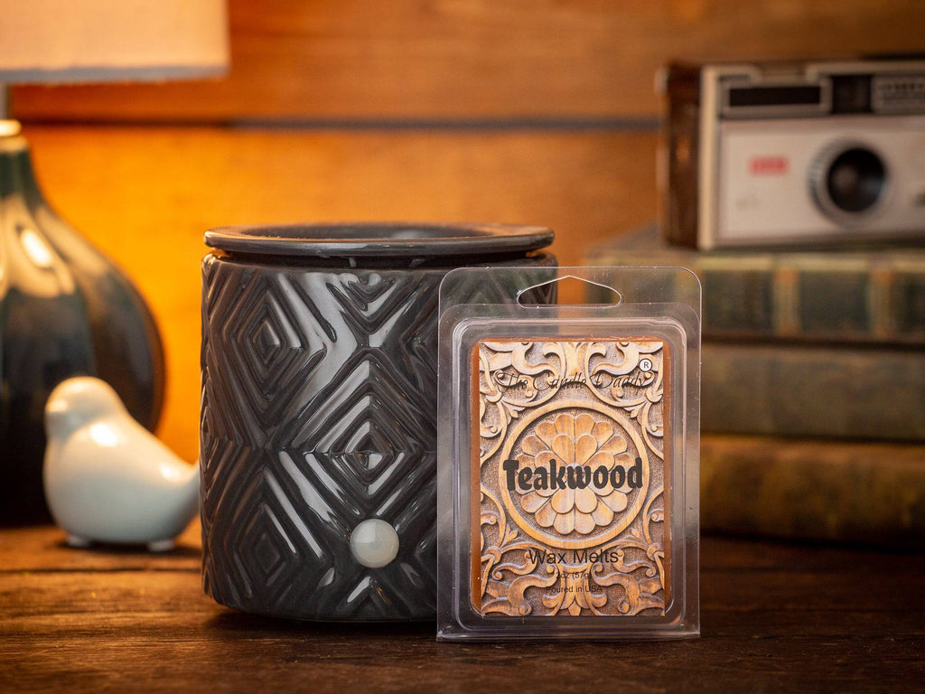 Teakwood - Rustic, Earthy, Sweet Scented Melt- Maximum Scent Wax Cubes/Melts- 1 Pack -2 Ounces- 6 Cubes - The Candle Daddy