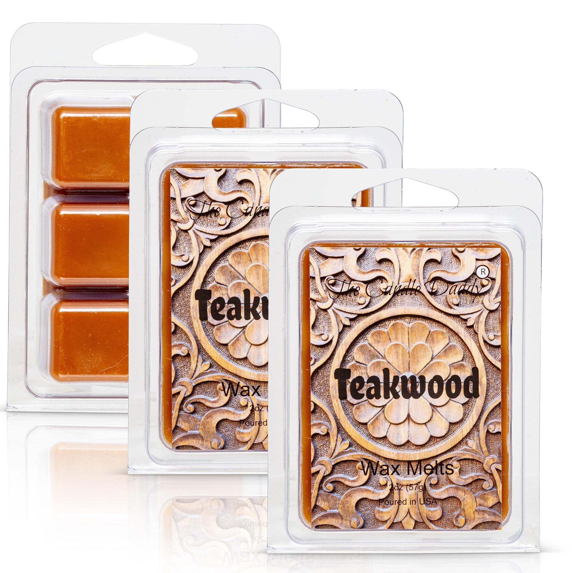 Teakwood - Rustic, Earthy, Sweet Scented Melt- Maximum Scent Wax Cubes/Melts- 1 Pack -2 Ounces- 6 Cubes - The Candle Daddy