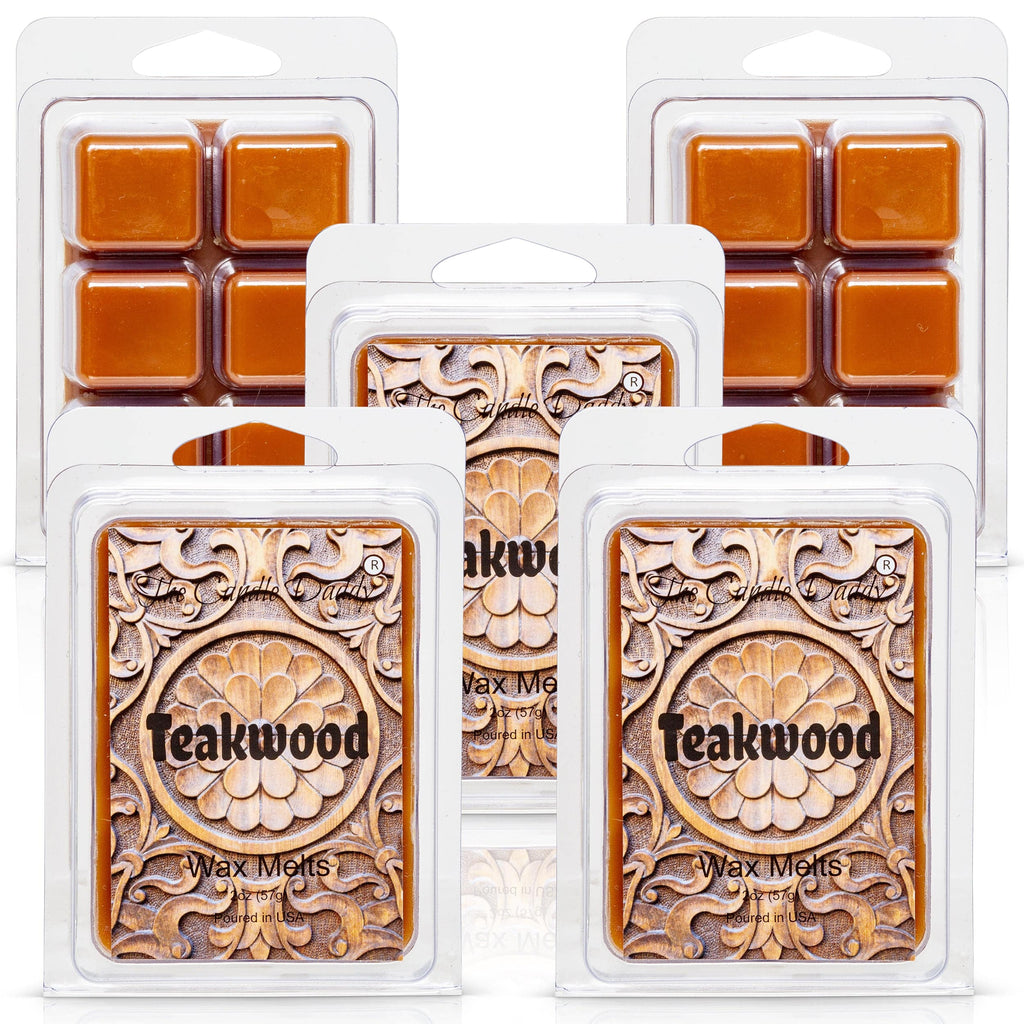 Teakwood - Rustic, Earthy, Sweet Scented Melt- Maximum Scent Wax Cubes/Melts- 1 Pack -2 Ounces- 6 Cubes - The Candle Daddy