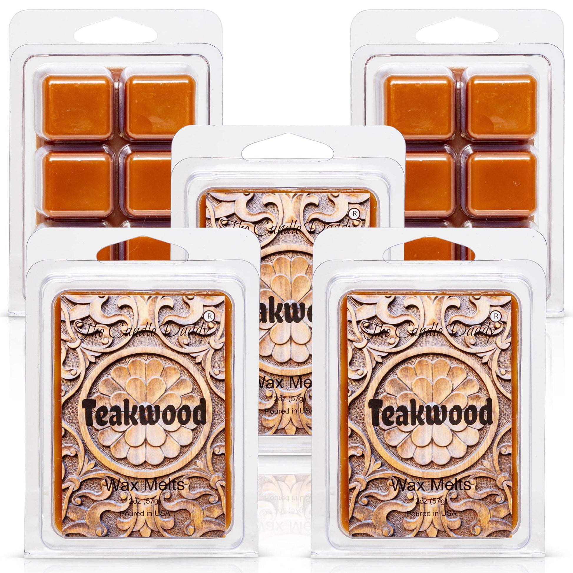 Teakwood - Rustic, Earthy, Sweet Scented Melt- Maximum Scent Wax Cubes/Melts- 1 Pack -2 Ounces- 6 Cubes - The Candle Daddy