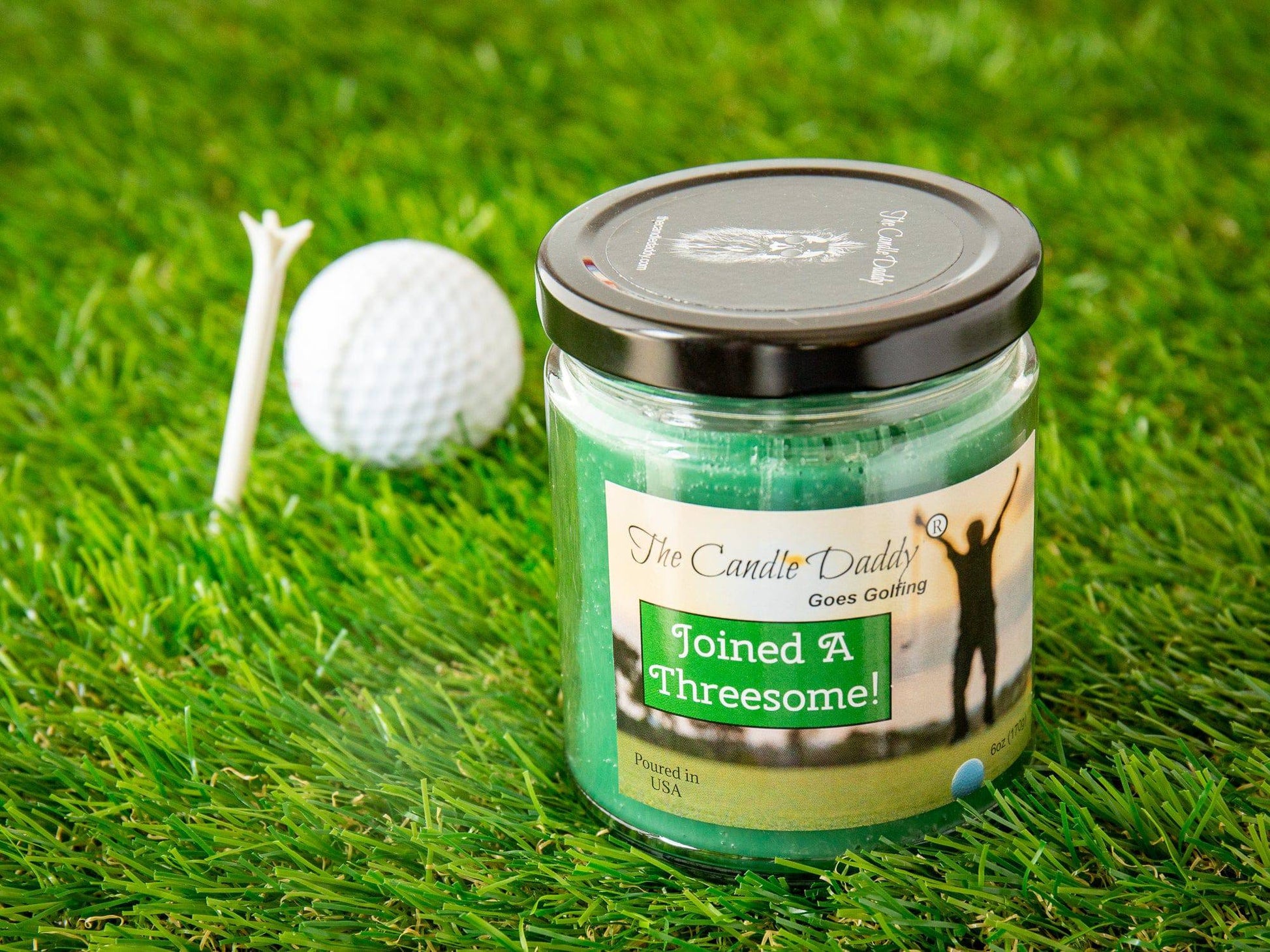 The Candle Daddy Goes Golfing - Joined a Threesome - Fairway Grass Scented 6 Ounce Jar Candle - 40 Hour Burn - The Candle Daddy