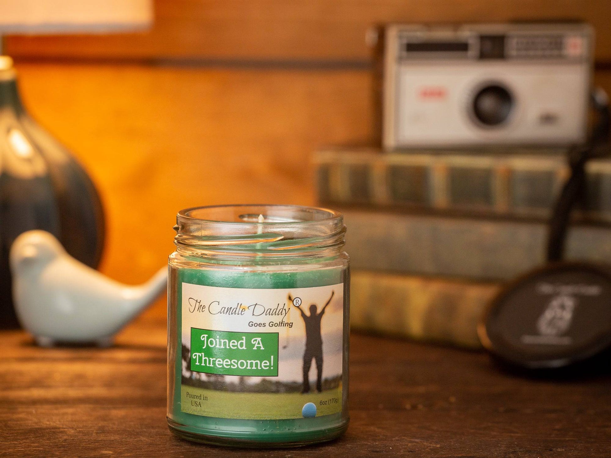 The Candle Daddy Goes Golfing - Joined a Threesome - Fairway Grass Scented 6 Ounce Jar Candle - 40 Hour Burn - The Candle Daddy
