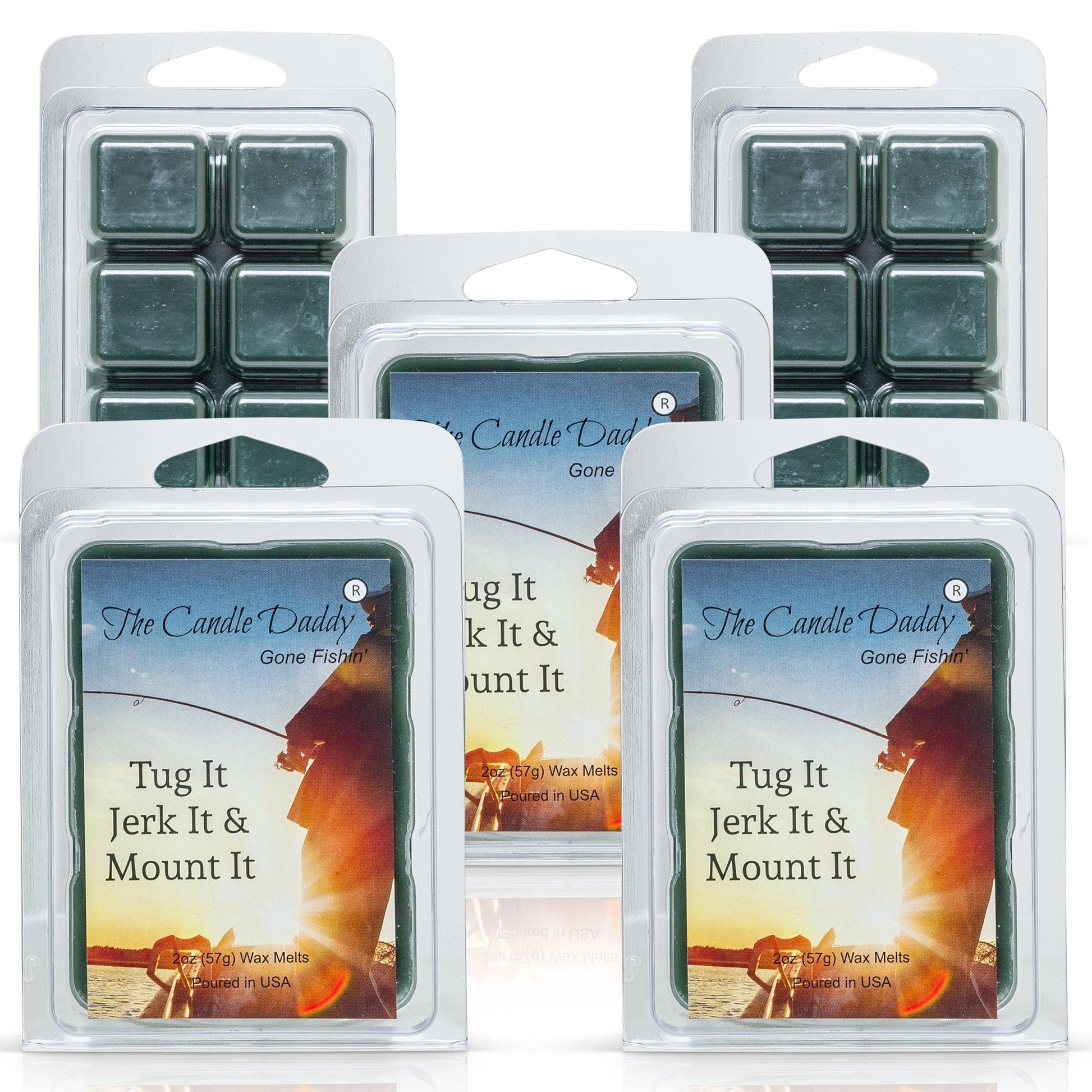 The Candle Daddy's Gone Fishin' - Tug It Jerk It & Mount It - Rustic Cabin Scented Melt- Maximum Scent Wax Cubes/Melts- 1 Pack -2 Ounces- 6 Cubes - The Candle Daddy