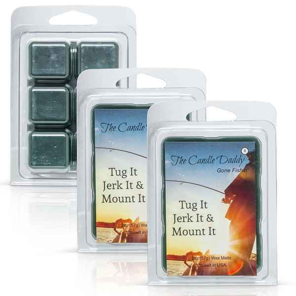 The Candle Daddy's Gone Fishin' - Tug It Jerk It & Mount It - Rustic Cabin Scented Melt- Maximum Scent Wax Cubes/Melts- 1 Pack -2 Ounces- 6 Cubes - The Candle Daddy