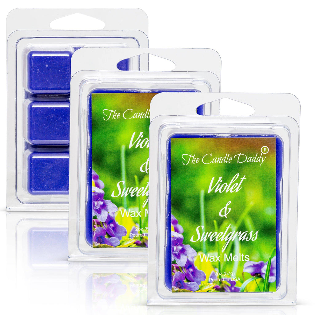 Violet and Sweetgrass -  Wildflower and Fresh Cut Grass Scented Melt- Maximum Scent Wax Cubes/Melts- 1 Pack -2 Ounces- 6 Cubes - The Candle Daddy