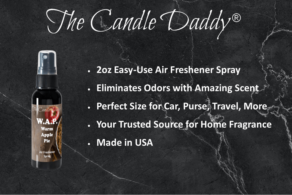 3 Pack - W.A.P. Spray - WAP Warm Apple Pie Scented - Room/Car Air Freshener Spray – (3) 2 Ounce Spray Bottles - The Candle Daddy