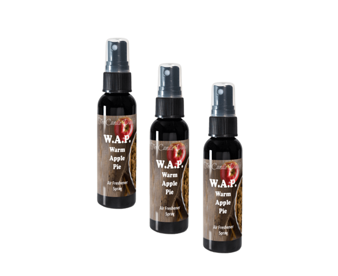 3 Pack - W.A.P. Spray - WAP Warm Apple Pie Scented - Room/Car Air Freshener Spray – (3) 2 Ounce Spray Bottles - The Candle Daddy