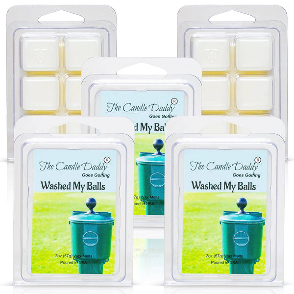 5 Pack - The Candle Daddy Goes Golfing - Washed My Balls - Clean Golf Ball Scented Melt- Maximum Scent Wax Cubes/Melts - 2 Ounces x 5 Packs = 10 Ounces