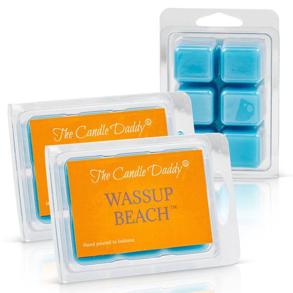 Wassup Beach- Tropical Ocean Scented Melt- Maximum Scent Wax Cubes/Melts- 1 Pack - 2 Ounces- 6 Cubes - The Candle Daddy