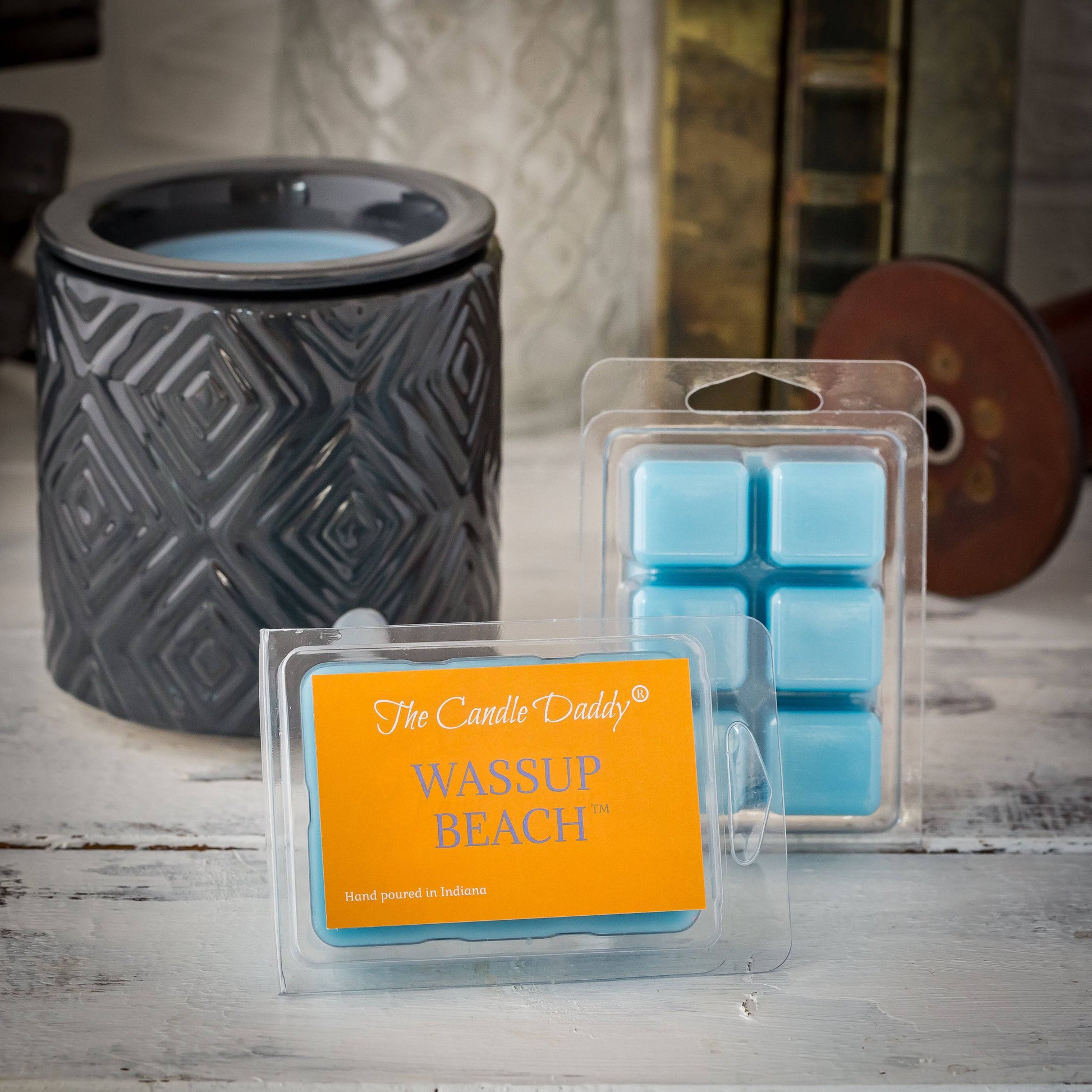Wassup Beach- Tropical Ocean Scented Melt- Maximum Scent Wax Cubes/Melts- 1 Pack - 2 Ounces- 6 Cubes - The Candle Daddy