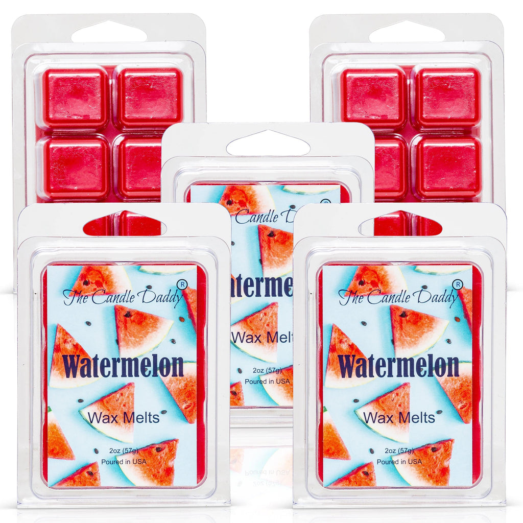5 Pack - Watermelon -  Sweet, Sugary Fruit Scented Melt- Maximum Scent Wax Cubes/Melts - 2 Ounces x 5 Packs = 10 Ounces - The Candle Daddy