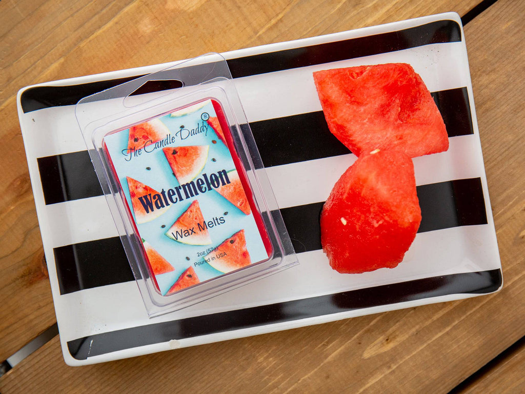 Watermelon -  Sweet, Sugary Fruit Scented Melt- Maximum Scent Wax Cubes/Melts- 1 Pack -2 Ounces- 6 Cubes - The Candle Daddy