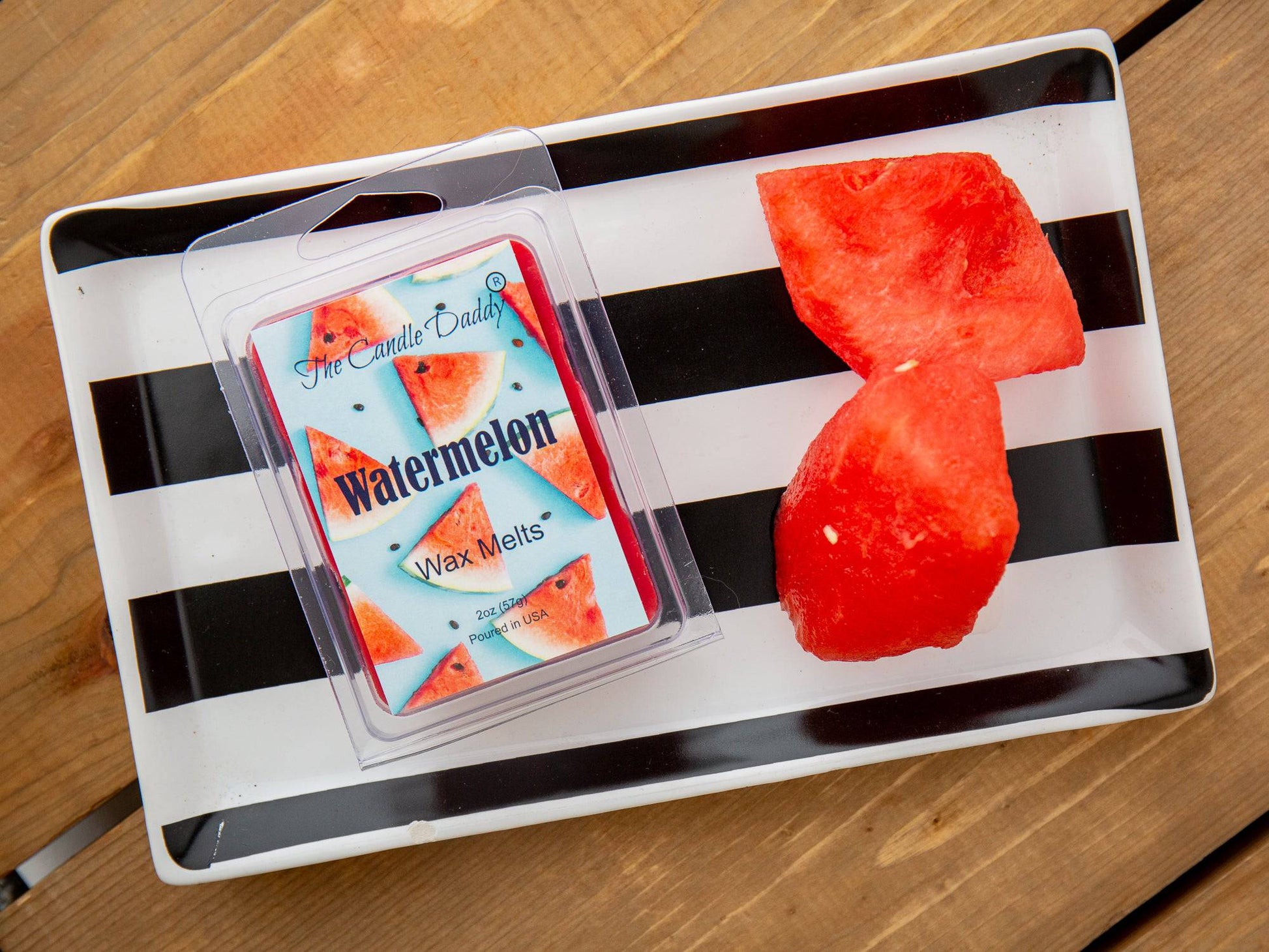 Watermelon -  Sweet, Sugary Fruit Scented Melt- Maximum Scent Wax Cubes/Melts- 1 Pack -2 Ounces- 6 Cubes - The Candle Daddy