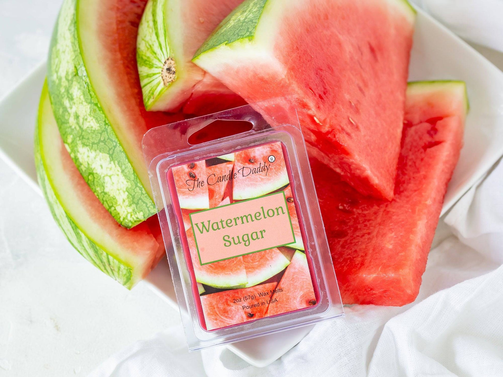 5 Pack - Watermelon Sugar - Juicy Watermelon Scented Melt- Maximum Scent Wax Cubes/Melts - 2 Ounces x 5 Packs = 10 Ounces - The Candle Daddy